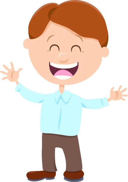 Cartoon Illustration Cheerful Boy Kid Character — Stock Vector