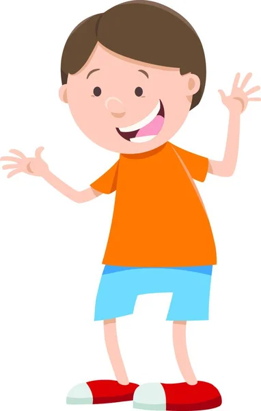 Cartoon Illustration Des Glücklichen Jungen Kinderfigur — Stockvektor