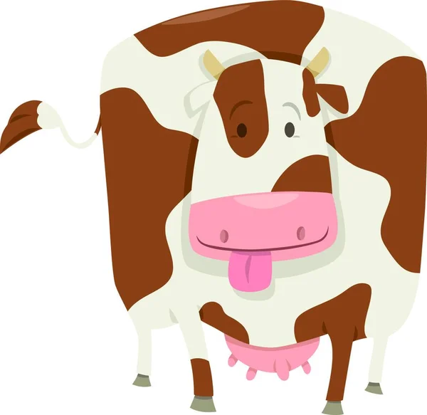 Ilustração Dos Desenhos Animados Fazenda Vacas Manchadas Bonito Caráter Animal —  Vetores de Stock