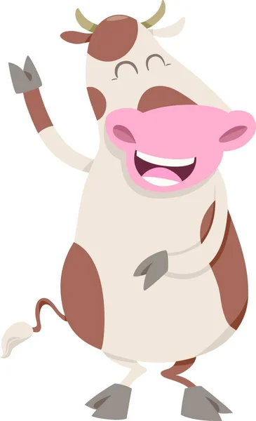 Ilustração Dos Desenhos Animados Personagem Animal Fazenda Vacas Manchadas Feliz — Vetor de Stock