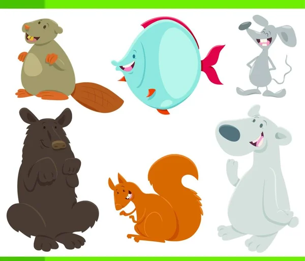 Illustration Dessins Animés Collection Personnages Animaux Sauvages — Image vectorielle