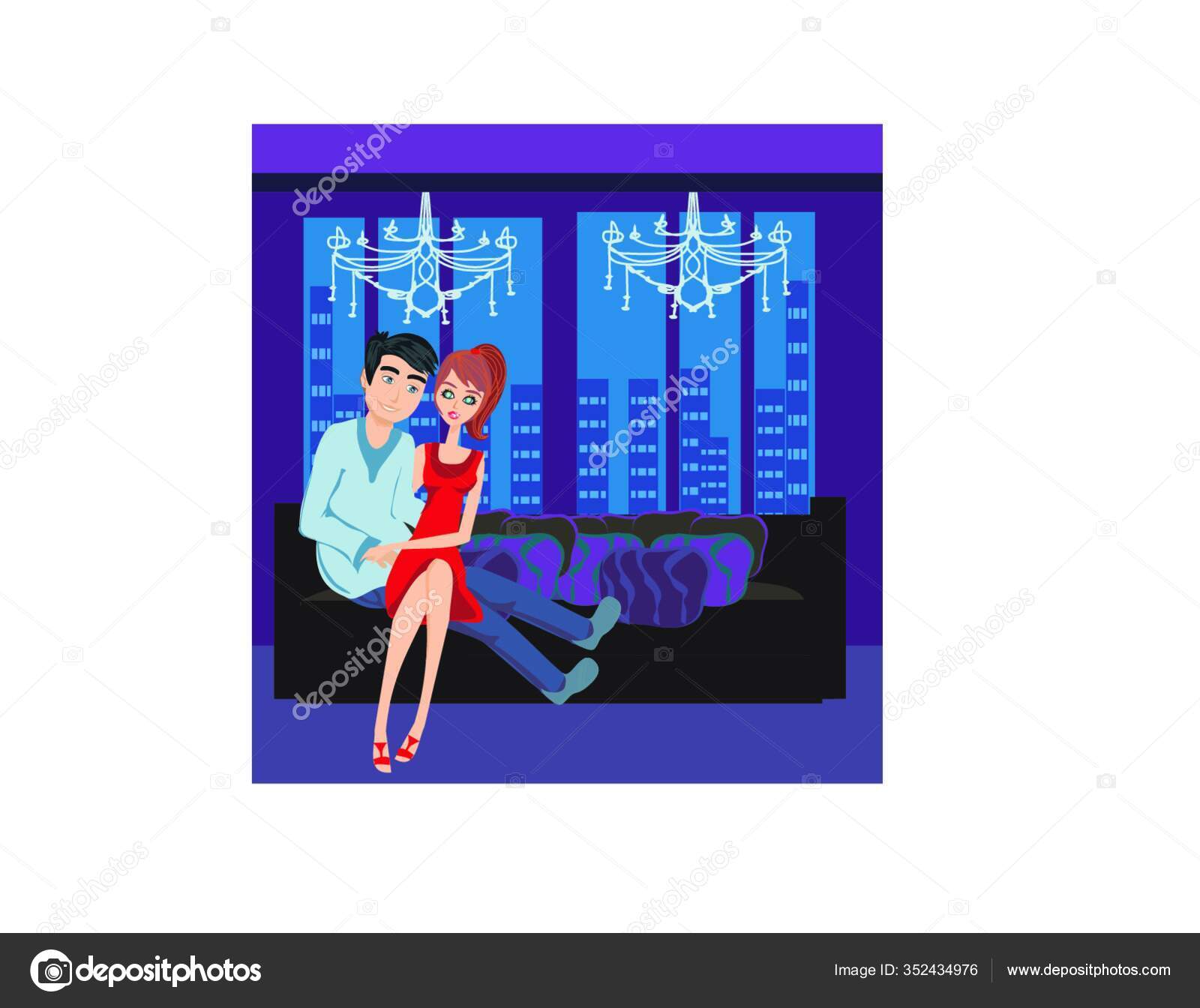 Young Couple Sofa Love Stock Vector Image by ©PantherMediaSeller 352434976