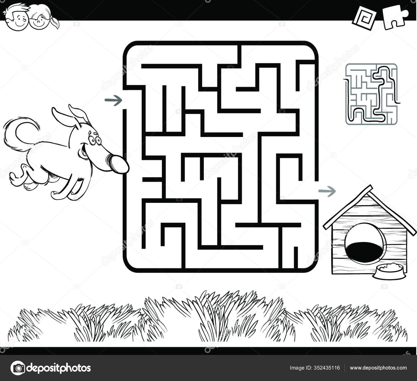 jogo educativo de labirinto com pintor de desenho animado e sua