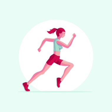 Vector illustration of running woman. Easy editable global colors. clipart