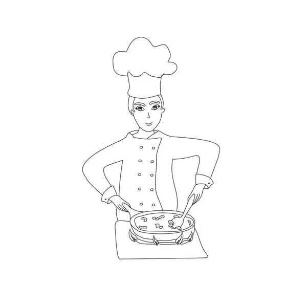 Chef Con Sombrero Ilustración Vectorial Uniforme — Archivo Imágenes Vectoriales
