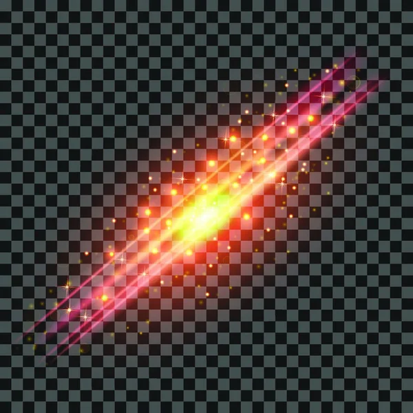 Звёздный Свет Желтые Красные Светящиеся Линии Эффект Быстрого Движения Блестящий — стоковый вектор