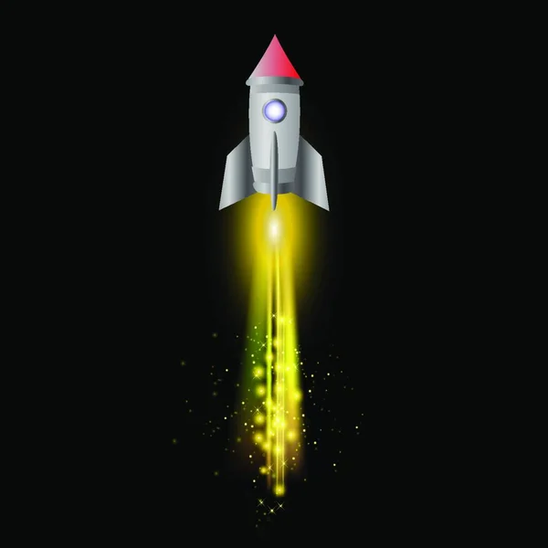 Rocket Spaziale Sfondo Cielo Notturno Lancio Veicoli Spaziali — Vettoriale Stock