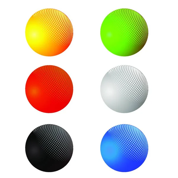 Set Colorful Spheres Isolated White Background — Stock Vector