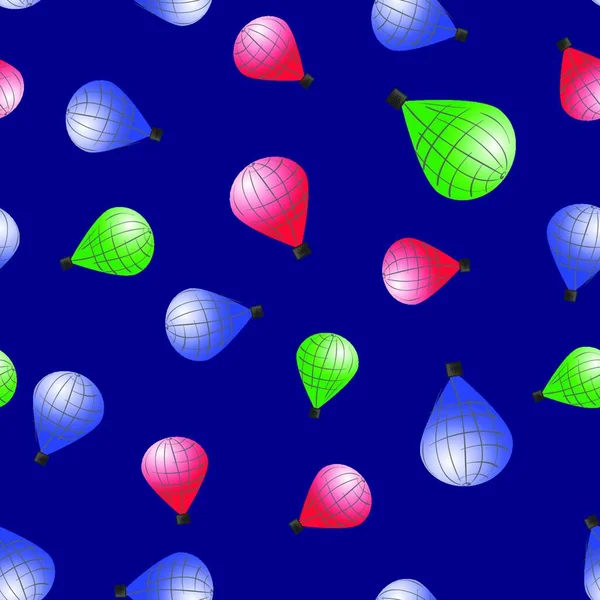 Patrón Inconsútil Globos Estratosféricos Color Sobre Fondo Azul — Archivo Imágenes Vectoriales