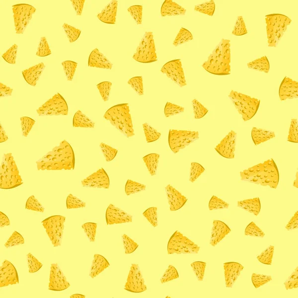 Käsescheiben Nahtloses Muster Auf Gelb Hintergrund Zum Milchprodukt — Stockvektor