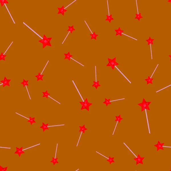 魔术棒无缝模式上橙色背景孤立 — 图库矢量图片