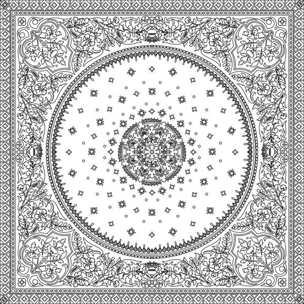 Victorian Floral Paisley Medalhão Ornamental Tapete Vetor Quadro Toalha Mandala —  Vetores de Stock