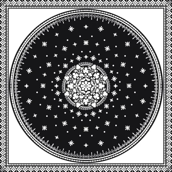 Victoriano Floral Paisley Medallón Alfombra Ornamental Vector Marco Toalla Mandala — Archivo Imágenes Vectoriales