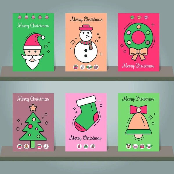 Weihnachtsgrußkarte Oder Einladungsset Weihnachten Elemente Modernes Design Vektor Illustration — Stockvektor