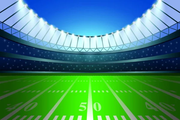 American Football Stadion Mit Scheinwerfer Vektorillustration — Stockvektor