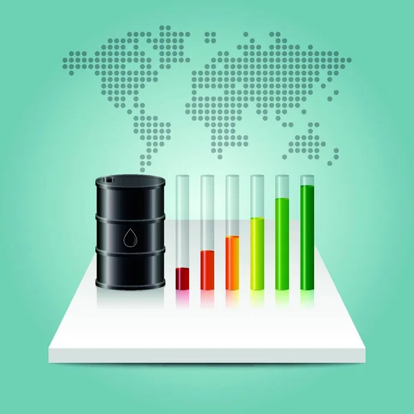 Ölindustrie Konzept Ölpreis Wachstumsdiagramm Mit Weltkarte Hintergrund Finanzmärkte Vektorillustration — Stockvektor