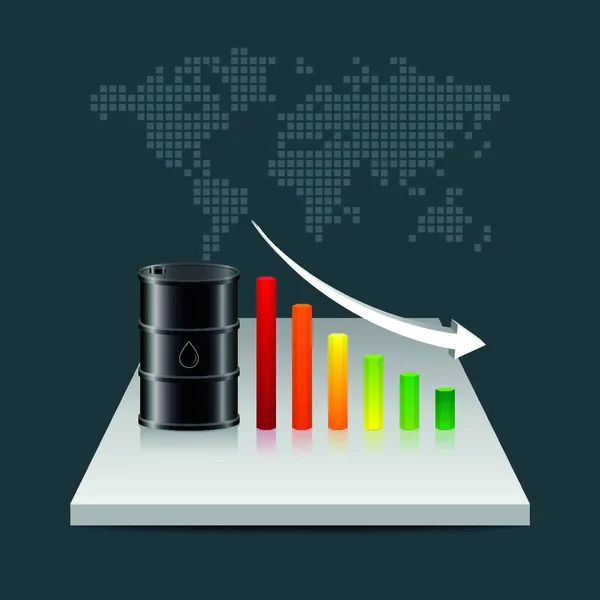 Ölindustrie Konzept Der Fallende Ölpreis Mit Dem Hintergrund Der Weltkarte — Stockvektor