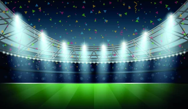 Fußballstadion Mit Spot Licht Fußballarena Vektorillustration — Stockvektor