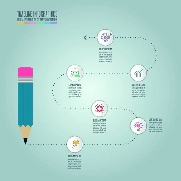 Utbildning Infographics Mall Steg Alternativet Tidslinjen Infographic Designikoner Vektor Och — Stock vektor