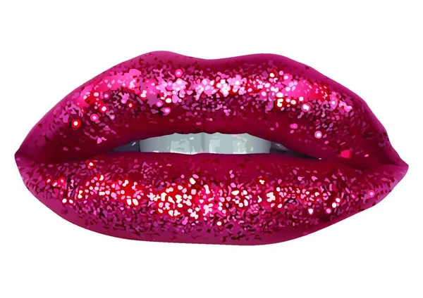 Red Lips Glitter Isolated Detailed Illustration Vector — Stock Vector