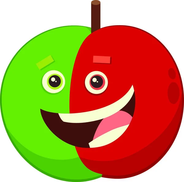 Cartoon Illustration Apple Fruit Food Object Character — Stock Vector