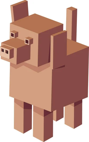 Dibujos Animados Ilustración Perro Cubico Animal Juego Personaje — Vector de stock