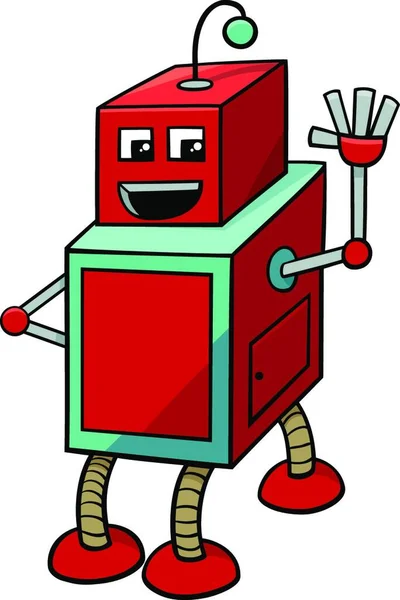 Kreslený Obrázek Krychlový Robot Science Fiction Charakteru — Stockový vektor