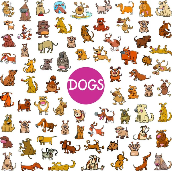 Dibujos Animados Ilustración Perros Mascotas Animales Personajes Big Set — Archivo Imágenes Vectoriales