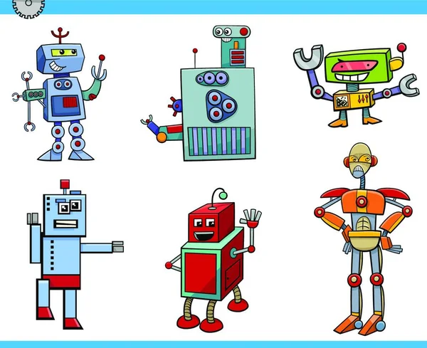 Cartoon Illustration Robot Science Fiction Fantasy Characters Set — Stock Vector