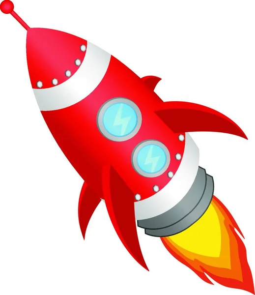 Lançamento Red Rocket Fundo Branco Conceito Inicialização Projeto —  Vetores de Stock