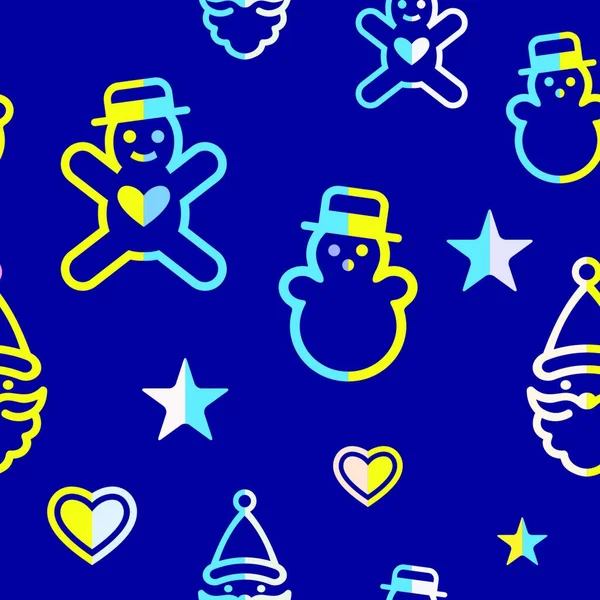 Digitaler Vektor Gelb Blau Frohes Neues Jahr Frohe Weihnachten Symbole — Stockvektor