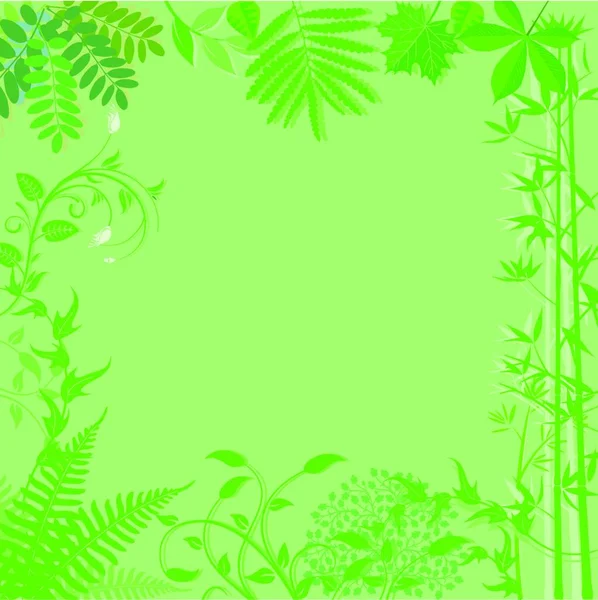 緑の植物や葉を背景に — ストックベクタ