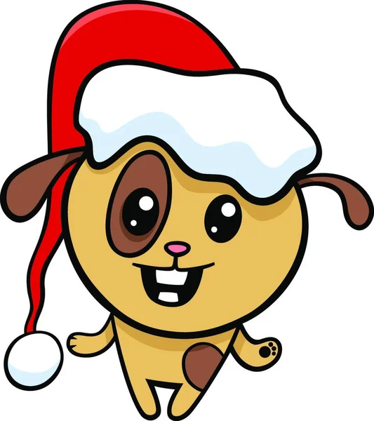 クリスマスの時間にかわいい犬動物のキャラクターの漫画イラスト — ストックベクタ