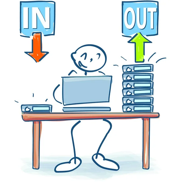 Pegue Figuras Mesa Oficina Con Los Archivos Dentro Fuera — Vector de stock