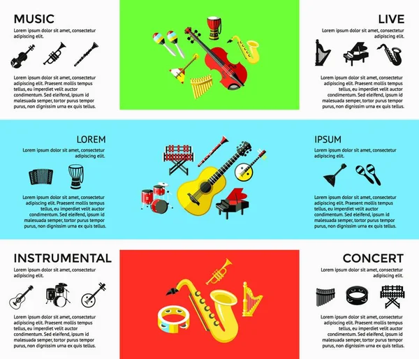 Icônes Instruments Musique Bleu Vectoriel Numérique Avec Dessin Graphique Art — Image vectorielle