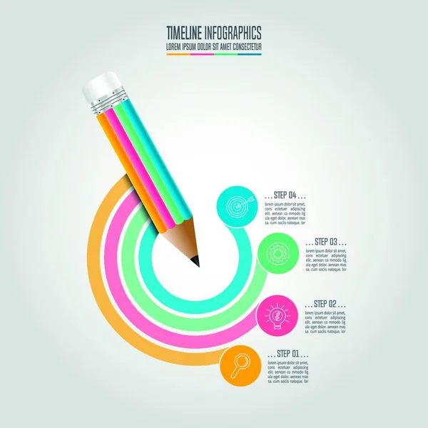 Utbildning Infographics Mall Steg Alternativet Penna Med Tidslinje Infographic Designikoner — Stock vektor