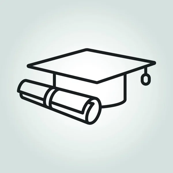 Ícone Educação Boné Formatura Símbolo Diploma Ilustração Vetorial — Vetor de Stock