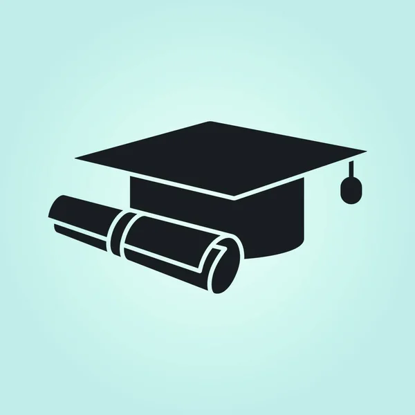 Icono Educación Tapa Graduación Símbolo Del Diploma Ilustración Vectorial — Archivo Imágenes Vectoriales