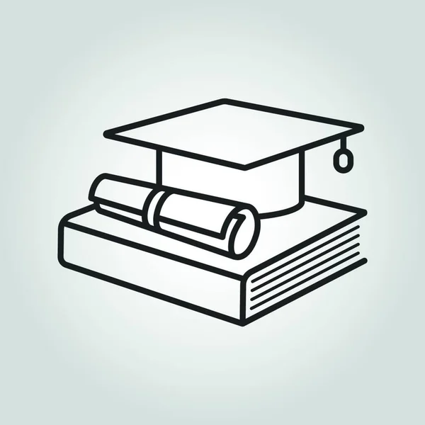 教育のアイコン 卒業キャップ 本と卒業証書の記号です ベクトル図 — ストックベクタ