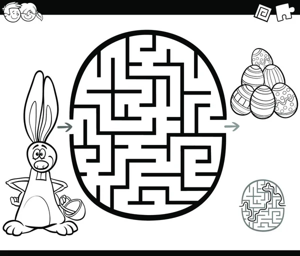 Fekete Fehér Rajzfilm Illusztráció Oktatás Labirintus Vagy Labirintus Játék Gyerekeknek — Stock Vector