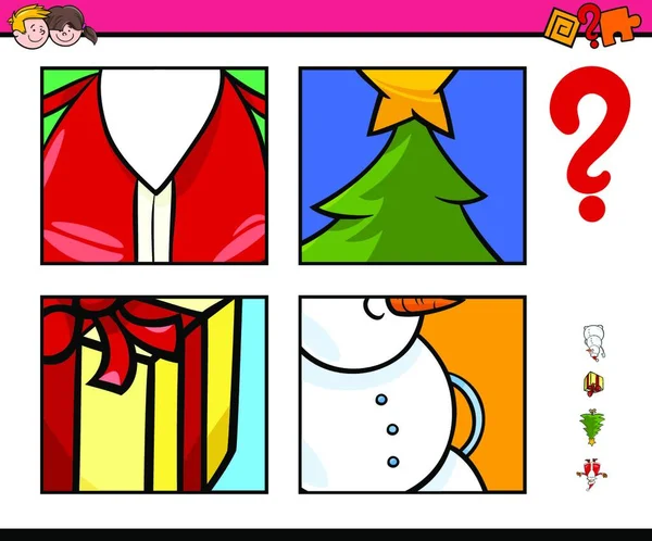 Oktatási Játék Gyermekek Karácsonyi Témák Találgatás Rajzfilm Illusztrációja — Stock Vector