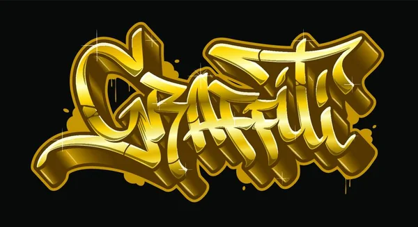 Graffiti Palavra Estilo Graffiti Legível Cores Douradas Texto Vetorial Ouro — Vetor de Stock