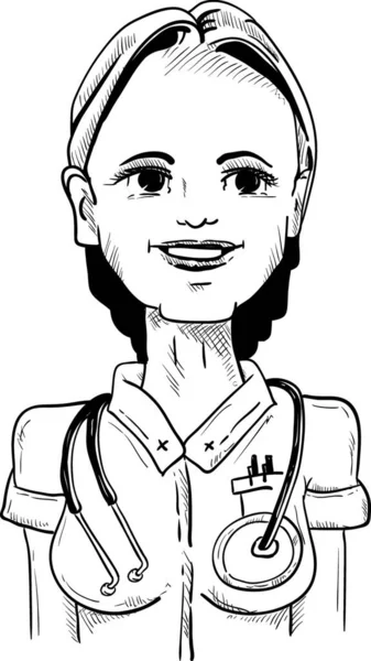 Vector Νεαρός Χαμογελαστό Νοσοκόμα Απομονωμένος Φόντο — Διανυσματικό Αρχείο