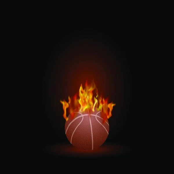 Hořící Basketbal Ikonku Izolované Černém Pozadí — Stockový vektor