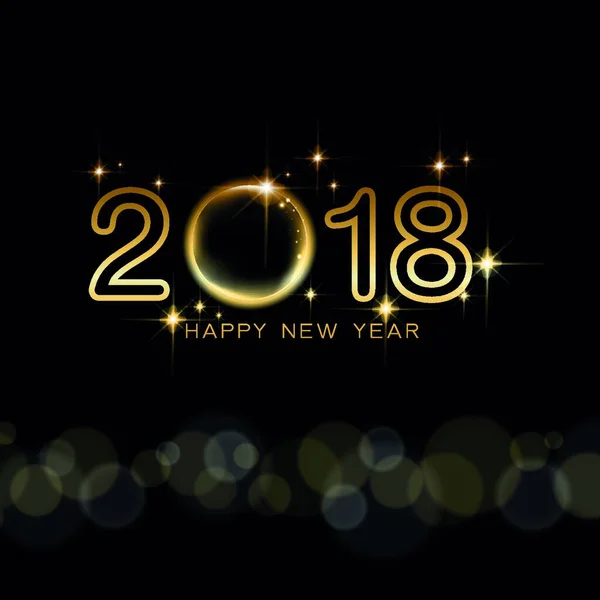 Šťastný Nový Rok 2018 Text Provedení Zlatou Hvězdou Černým Pozadím — Stockový vektor