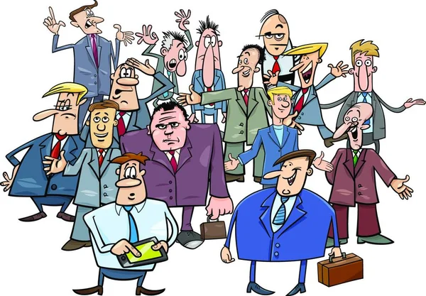 Cartoon Illustration Businessmen Managers Office Workers Group Dalam Bahasa Inggris - Stok Vektor