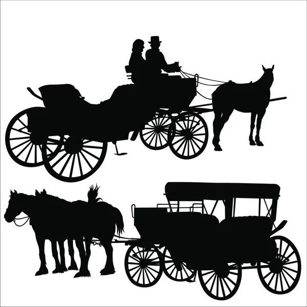 Carriage Silhouette Black Illustrations Vector — стоковий вектор