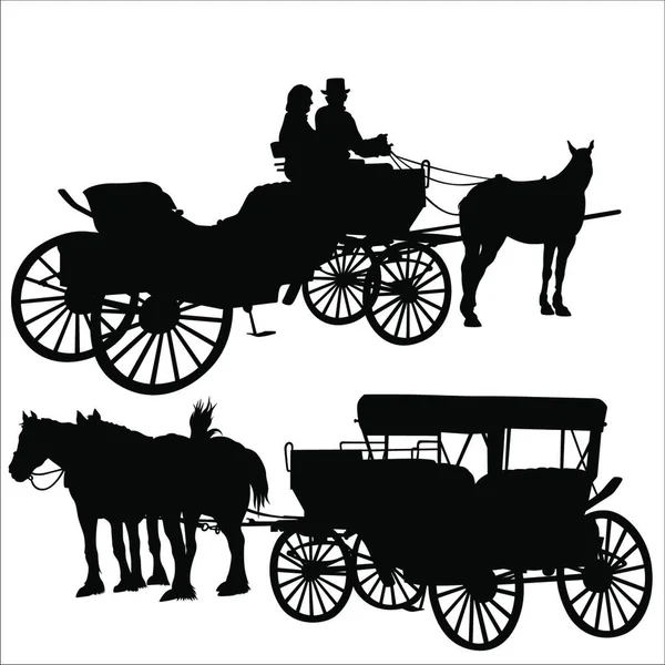 Carriage Silhouette Fekete Illusztrációk Vektor — Stock Vector