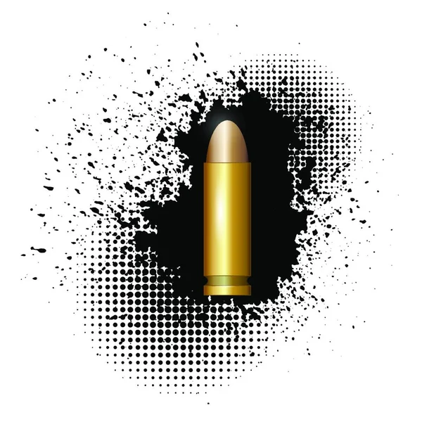 Metal Bullet Black Ink Grunge Splatter Background — Stock Vector