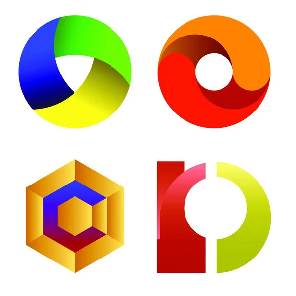 Conjunto Diferentes Iconos Colores Aislados Sobre Fondo Blanco Logo Carta — Archivo Imágenes Vectoriales